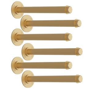 lot 1053 image: 6 Pcs Industrial Pipe Clothes Bars 12 inch, Industrial Pipe Clothing Racks, Gold Closet Rods for Hanging Clothes, Gold Clothing Racks for Home Boutique Retail - Retail $33