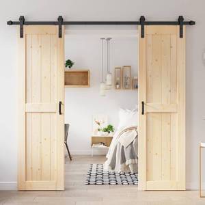48x84 inch (Double 24Ã84 inch Door) Sliding Barn Wood Door Slab with 8ft Hardware Kit, Requires Simple DIY Assembly - Retail: $285