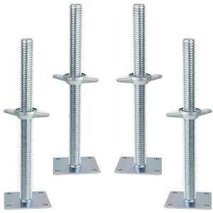 lot 1056 image: Noliven 4 Pack Screw Scaffolding Jack, 24 Adjustable Scaffold Leveling Jacks, Solid Screw Jack Stands with Base Plate, for Baker Style Scaffolding - Retail $90