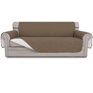 lot 1066 image: Easy-Going 4 Seater Sofa Slipcover Reversible Sofa Cover Water Resistant Couch Cover with Foam Sticks Elastic Straps Furniture Protector for Pets Children Dog Cat (XX-Large, CamelIvory) - Retail $52