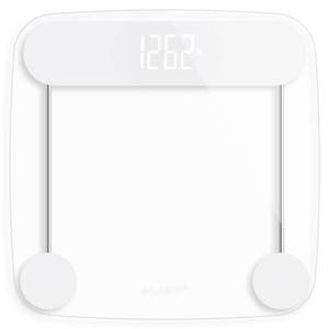 lot 1071 image: Greater Goods Digital Weight Bathroom Scale, Shine-Through Display, Accurate Glass Scale, Non-Slip and Scratch Resistant, Body Weight (Clear) - Retail $23