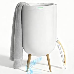 lot 1077 image: Luxury Towel Warmer Bucket, 23L Large Towel Warmers for Bathroom, with Stand, Ambient Light, Auto Shut Off, Relaxation Mode, Fits Three 40x70 Towels, Bathrobes, Blankets, Great Gift Idea - White - Retail $100
