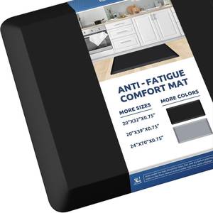 lot 1162 image: KitchenClouds Kitchen Mat Cushioned Anti Fatigue Rug 20x32 Water Resistant, Non Slip, Standing and Comfort DeskFloor Mats for House Sink Office (Black,0.8inch) - Retail $50