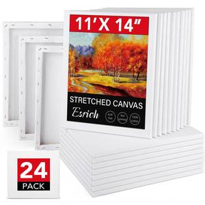 lot 1164 image: ESRICH 11x14 Canvases for Painting, 24 Pack Blank White Canvases for Painting - Cotton Paint Canvases for Oil, Acrylic & Watercolor Paint. - Retail $58