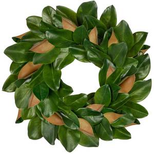 lot 1176 image: Briful 23 Artificial Magnolia Wreath for Front Door Silk Greenery Wreath Faux Magnolia Leaf Wreaths for Home Room Window Indoor Outdoor Porch Decor - Retail $50
