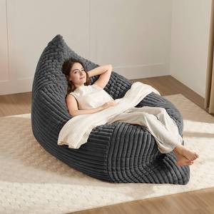 lot 1179 image: 3-in-1 Giant Bean Bag Chair for Adults & Kids, Convertible Floor Sofa to Mattress, Memory Foam Beanbag Chair with Washable Cover, Multi Functional Lounge Couch for Bedroom, Living Room (Dark Grey) - Retail $119