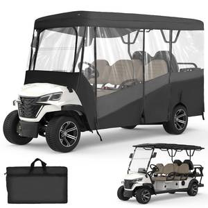 lot 1196 image: KEMIMOTO Golf Cart Enclosure, 6 Passenger Golf Cart Rain Cover, 600D Waterproof Driving Enclosure with Clear PVC Windshield for Extended Roof Golf - Retail $200