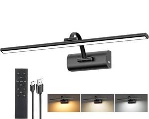lot 1198 image: 23.6 Picture Lights for Wall Battery Operated, Wireless Picture Light Rechargeable with Remote Timer, 3000K4000K6000K Dimmable Art Lighting for Paintings Picture Frame Gallery Dartboard, Black - Retail $56