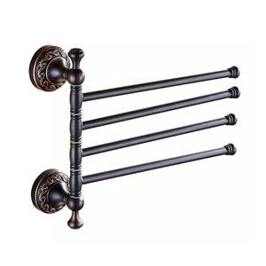 lot 1201 image: Oil Rubble Bronze Brass Foldable Towel Rack, Wall Mounted Black Bathroom Hardware Accessories,Pattern Carving Design - Retail $42