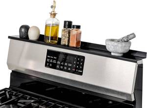 lot 1209 image: StoveShelf Deluxe 30 Length Black Magnetic Shelf for Kitchen Stove - Extra Strength Double Magnets - Kitchen Storage Solution with Zero Installation - Over Stove Spice Rack Organizer - Retail $50