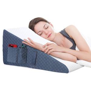 lot 1216 image: Welzona 12inch Wedge Pillow for Sleep, Updated Bed Wedge, Acid Reflux, Heartburn, GERD, Neck Pain, Cooling Memory Foam Top, Removable Washable Cover Incline Wedge Pillow for Improved Sleep - Retail $40