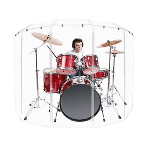 lot 1229 image: PENNZONI Drum Shield 5ft wDeflectors & Plastic Hinges, Comes w 5 Drum Panels, Plastic Hinges & 5 Deflectors, Premium Clear Acrylic Panels - Retail $482
