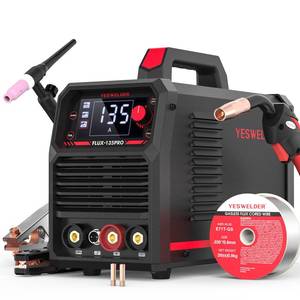lot 1233 image: YESWELDER FLUX-135PRO Flux Core MIG Welder & Lift TIG Torch, 135Amp 110V Flux Core Gasless MIGLift TIGStick 3-in-1 Digital Display Welding Machine with 10-25 Lift TIG Gun - Retail $160