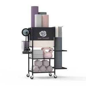 lot 1239 image: Yoga Mat Storage Rack��Home Gym Storage Rack Gym Workout Equipment Storage Organizer Fitness Weight Rack on Wheels for Yoga Mat,Yoga Block,Foam Roller,Resistance Band and Other Workout Accessories, Black - Retail $50