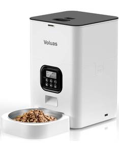 lot 1251 image: VOLUAS Automatic Cat Feeders - Timed Pet Feeder for Cats and Dogs with Dry Food Dispenser, Desiccant Bag, Programmable Portion Control, 4 Daily Meals, 10s Voice Recorder - Retail $40