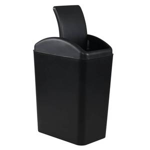 lot 1253 image: Xeabia 4.5 Gallon Plastic Swing Lid Trash Can, Swing-Top Trash Bin, Black - Retail $27