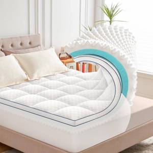 lot 1256 image: Twin Mattress Topper, 4.5 Inch Memory Foam Mattress Topper for Back Pain & Pressure Relief - 2.5 Cooling Memory Foam Soft and Supportive  2 Pillow Top Mattress Pad Cover, with 8-21 Deep Pocket - Retail $114