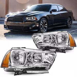 lot 1274 image: OE Style Headlight Assembly Set For 2011 2012 2013 2014 Dodge Charger RT SE SRT8 SXT Plus Persuit Sedan Replacement Headlamps Chrome Housing Amber Reflector Driver&Passenger Side CH2503232 CH2502232 - Retail $103