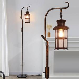 lot 1275 image: Asmymhd Vintage Dimmable Floor Lamp,Classical Lanterns Standing Lamp, Rustic Farmhouse Floor Lamp with Red Copper Finish, for Living Room Bedroom,Bar,Basement - Retail $70