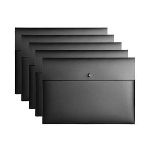lot 35187 image: 5 Pieces A4 Envelopes Folders for Paperwork Plastic Wallets Document Organizer with Snap Button Closure A4 Letter Size (Black) - Retail $10