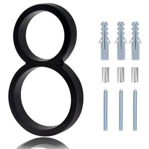 lot 35213 image: Modern House Numbers For Outside - 5 Inch Floating House Numbers With Nail Kit And Instructions Easy To Install, High Gloss Black Number 8 - Retail $9