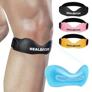 lot 35220 image: Silicone Patellar Tendon Support Strap, Adjustable Non-Slip Patella Band Stabilizer Knee Brace for Jumpers Knee, Tendonitis, Basketball, Volleyball, Squats, Black - Retail $15