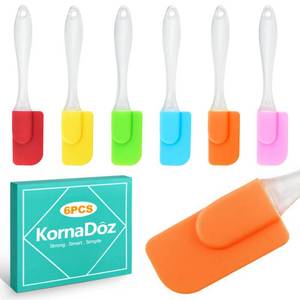 lot 35236 image: 6 Piece Mini Silicone Spatula Set, Heat-Resistant & Non-Stick Small Kitchen Gadgets for Baking, Cooking, Mixing, Perfect for Scraping Jars and Containers - Multi-Color - Retail $6