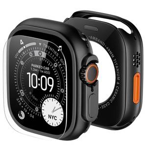 lot 35238 image: Metal Case Screen Protector Cover for Apple Watch Ultra 3Ultra 2Ultra 49mm, W3 Rugged Bumper Thin Frame  9H Tempered Glass Film  Ceramic-Like Back Cover, Stylish Waterproof, Matte Black - Retail $20