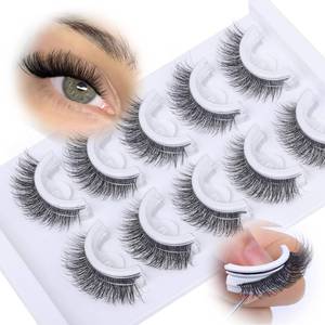 lot 35243 image: Self Adhesive Eyelashes Natural Pre-glued Lashes No Glue Needed Lashes Cat Eye Lashes Faux Mink Eyelashes Reusable Self Adhesive Lashes 5 Pairs by zanlufly - Retail $9