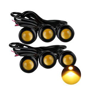 lot 35245 image: Eagle Eye LED Lights, DIY Ultra Thin 18mm Indicator Marker Light Daytime Running Lights DRL Tail Fog Backup for Car Motor Motorcycle Truck Boat (BK Shell-Yellow,6PCS), OTPLED0357 - Retail $9