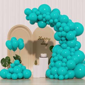 lot 35261 image: Turquoise Blue Peacock Blue Balloons 145pcs Different Sizes 5in 10in 12in 18in Teal Aqua Latex Balloon Arch Kit Garland for Wedding Baby Shower Birthday Party Decoration - Retail $10