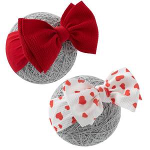 lot 35266 image: Baby Girl Bows Newborn Headband 0-6 Months Infant Big Bows for BirthdayBaby ShowerPhotographyBaby Gifts (Red & Love)