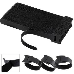 lot 35270 image: California JOS 6 Inches Reusable Cable Ties, Adjustable Cord Straps, Cable Organizer, Cord Wrap and Hook Loop Cords Management - Black - Retail $4