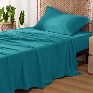 lot 35272 image: Cooling Sheets Twin, Rayon Derived from Bamboo, Breathable & Soft Twin Sheets Set, Deep Pocket Up to 16 Inches, Hotel Luxury Silky Bedding for Hot Sleepers, Turquoise - Retail $41