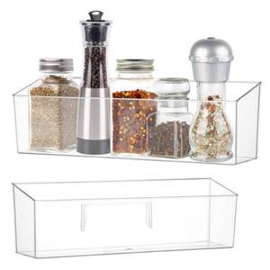 lot 35273 image: 2 Pack Spice Rack, Spice Organization for Cabinet, Storage Organizer Bins, Clear Plastic Seasoning Jars Rack Condiment Bottles Shelf Makeup Organizer for Kitchen Cabinet Doors Pantry RV Organization - Retail $14