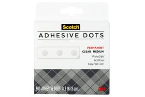 lot 35278 image: Scotch Adhesive Dots, Medium, Clear, 300-Count, 11-Pack Permanent, Photo-Safe, Acid-Free Adhesive for Crafts and Scrapbooking - Retail $35