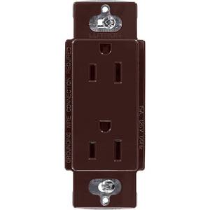 lot 35280 image: Lutron Claro 15 Amp Duplex Outlet, CAR-15-BR, Brown