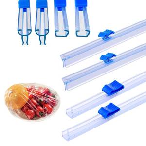 lot 35284 image: 2 Pack Plastic Wrap Cutter Blade Replacement 13 inch Reusable Plastic Food Wrap Slide Cutters Strip for Wrap Organizer Food Plastic Wrap Dispenser with Cutter Cling Film Dispenser Sticky Insert - Retail $8