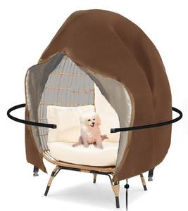 lot 35308 image: Egg Chair Cover Waterproof Double Egg Chair Covers for Outdoor Furniture 420D Patio Hanging Swing Chair Cover 91x80 inches, Khaki - Retail $30