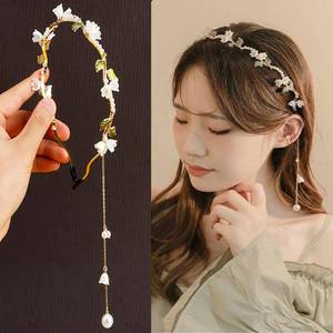 lot 35340 image: Flower Headband for Women Girls Hair Vine Gold Leaf Boho Headband Wedding Fairy Accessories Headpiece Bridal Crown (Floral) - Retail $9
