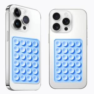 lot 35342 image: 2 Pack Silicone Suction Phone Case Mount, Silicon Adhesive Suction Cup Phone Mount, Non Slip Sticky Phone Grip for Cellphone, Strong Grip Holder for Selfies and Videos (Sky Blue) - Retail $6