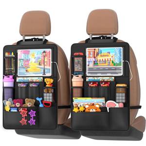 Backseat car Organizer with Touch Screen,2PACK of car organizer Kick Mats Back Seat Protector with 10pcs Storage Pockets, Car Seat Back Organizers Storage for Kids road trip essentials - Retail: $22