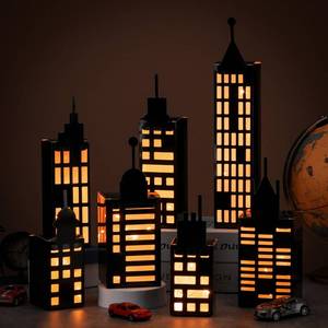 lot 35358 image: 15 Pcs Hero Party Favor Boxes Skyscraper 3D City Box Skyline Buildings Heroes Candy Goodies Boxes Hero Theme Centerpiece Decorations Birthday Party Supplies(Warm) - Retail $23