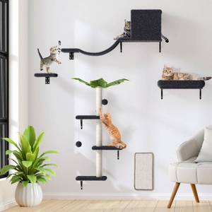lot 35389 image: 5-in-1 Cat Wall Shelves for 16 Inch Drywall Space-Saving Wall Mounted Cat Shelves with Climbing, Perch & Lounge - Retail $60