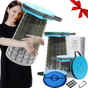 lot 35392 image: Portable Collapsible Folding Stool Retractable Telescoping Foldable Stool for Adults Heavy Duty Camping Sturdy with Max Load Capacity 1000lbs for Outdoor Fishing Hiking BBQ - Retail $42
