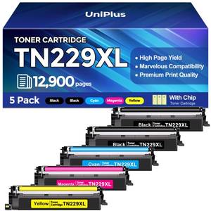 lot 35393 image: TN229XL Toner Cartridges 5 Pack (12900 Pages) Compatible with HL-L3280CDW MFC-L3780CDW for Brother TN229XL TN229 Toner Work with HL-L3220CDW L3295CDW L3300CDW L8245CDW MFC-L3720CDW L3765CDW L8395CDW - Retail $170