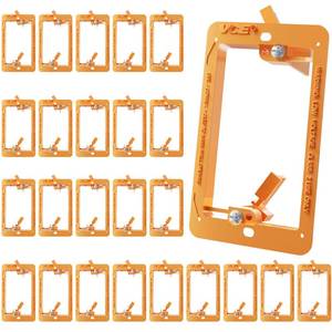 lot 35413 image: VCE Low Voltage Mounting Bracket Single Gang Wall Plate, Flush Low Voltage Box for Network, HDMI, Coaxial, Speaker, Telephone Cables, Orange, 25 Pack - Retail $30