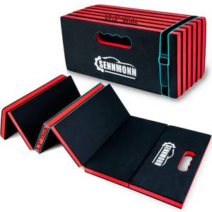 lot 35416 image: 1.2 Extra Thick Foldable Kneeling Pad with Handle and Storage Belt, 5 Fold Comfortable EVA Foam Cushion Mat for Workshop Repairing, Gardening, Yardwork, Camping, Home Gym, 47.3  17.3  1.2 - Retail $39