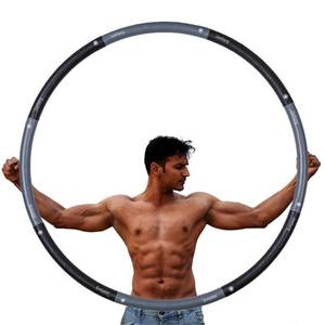 lot 35418 image: 5lb Exercise Hoops for Adults, 40in Adjustable Hoola Hoop, Weighted Black Hoop, Fitness Hoop for Weight Loss, Abdominal Trainer Fitness Training, Fat Burning, Home Gym Core Workout - Retail $40