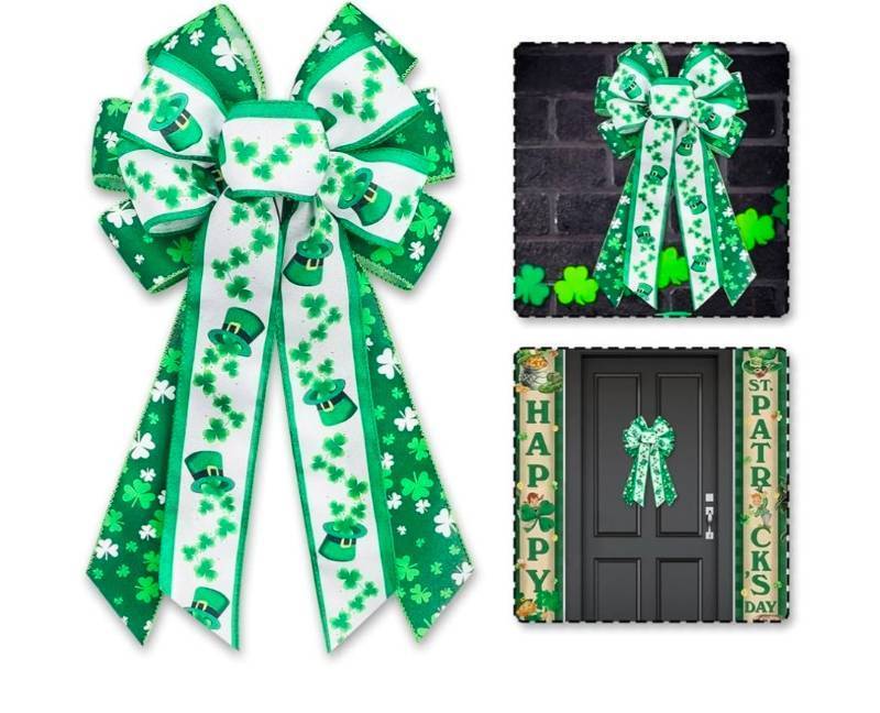 lot 40152 image: St. Patricks Day Wreath Bow  - Retail $25